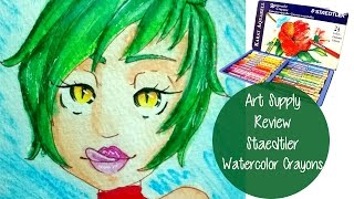 ART SUPPLY REVIEW  Staedtler Watercolor Crayons  Deliciousss Illustration [upl. by Aronek]