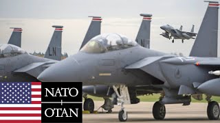 US Air Force NATO Powerful F15 Eagle fighters intercept in Eastern Europe [upl. by Nudd]