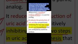 GOUTQuestion6 Allopurinol MOA [upl. by Micky]