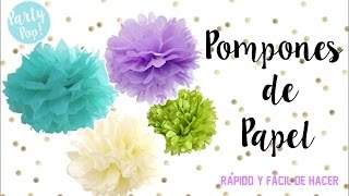 Como hacer pompones de papel  paso a paso fácil y rapido  Party pop🎉 [upl. by Alehcim180]