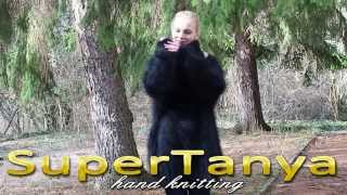 24012013 Black hand knitted soft and fuzzy Tneck mohair sweater by SuperTanya [upl. by Itsa]