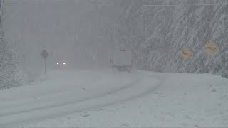 Snow falls on Vancouver Island north of Campbell River ahead of bomb cyclone [upl. by Rania140]