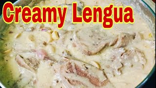 How to Cook Creamy Lengua  Lengua Recipe  Beef Lengua in Creamy Mushroom Soup [upl. by Tumer]