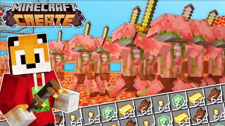 I build a GOLD amp XP FARM on the Nether Roof in Minecraft Create Mod [upl. by Anohs]