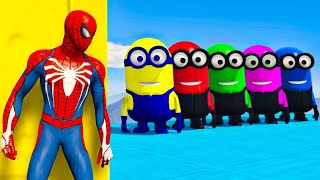 GTA 5  RED SPIDERMAN VS RED MINION VS GREEN MINION  Spiderman Funny Moments [upl. by Ha]