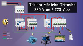 TABLERO TRIFÁSICO 380 V ac CON DERIVACIÓN MONOFÁSICA DE 220 V ac [upl. by Mandy175]