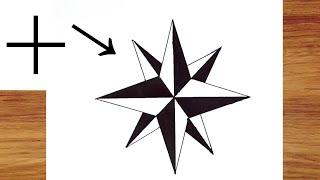 How to draw 3D star from  plus  Easy star drawing for beginners  star drawing [upl. by Coheman177]