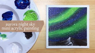 Easy Mini Aurora Night Sky Acrylic Painting for Beginners Stepbystep Tutorial [upl. by Hpesojnhoj]