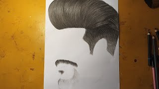 How to draw hair  Male hair and beard sketching  pencil portrait drawing [upl. by Karol146]