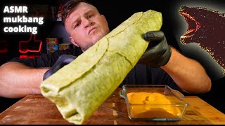 SHAWARMAZILLA GIANT SHAWARMA ASMR MUKBANG With Talk [upl. by Darce803]