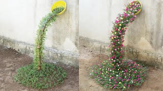 Beautiful Portulaca Mossrose planting waterfall garden ideas for small gardens [upl. by Ahsiemac]