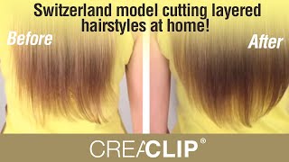 Switzerland Fine Thin hair model cutting layered hairstyles at home Long Bangs amp Layers [upl. by Maitland]