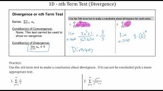 nth Term Divergence Test [upl. by Sula]