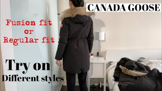 Canada goose try on  Choose fusion or regular fit  different styles [upl. by Rozella]