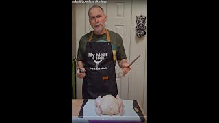 Cutting up a whole chicken into a 8 piece and make it boneless and skinless Tutorial [upl. by Festus]