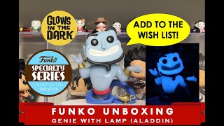 Funko Pop Unboxing and Review Aladdin  Genie Glow Speciality Series Limited Edition Exclusive [upl. by Ytinirt]