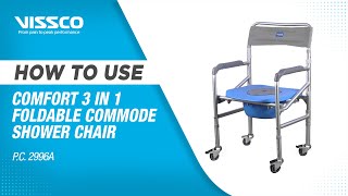 How to Assemble and Use Vissco Comfort 3 in 1 Foldable Commode Shower Chair  With Castor [upl. by Akiemat]