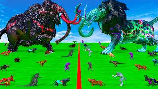 Giant Tiger wolf Attacks Godzilla Chase Cow Cartoon Buffalo Gorilla Saved By Woolly Mammoth Elephant [upl. by Hars788]