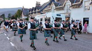 Ballater Pipe Band play Castle Dangerous on the march on eve of 2024 Braemar Gathering in Scotland [upl. by Galasyn47]