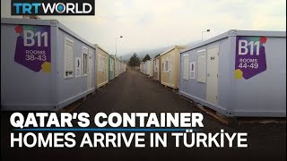 World Cup cabins arrive for Turkish quake survivors [upl. by Ellenid]