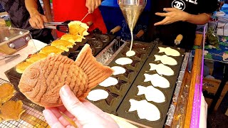 Taiyaki たい焼き Japanese fish shaped cake Japanese Favorite Street Foods  Food News Video [upl. by Lucille136]