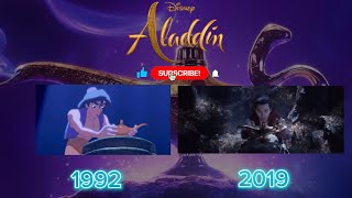 Disney’s Aladdin 1992 VS 2019 Lamp Scene SidebySide Comparison 🧞‍♂️ [upl. by Ardnalak]