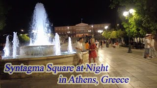 Walking in Greece Syntagma Square at Night in Athens ORANGE ua [upl. by Fricke]