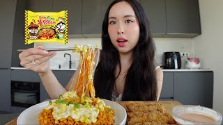 Buldak Cheesy Corn Spicy Noodle Mukbang 🌽 🧀 ASMR [upl. by Derk]