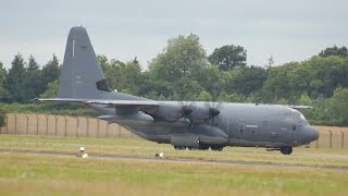 Lockheed Martin MC130J Hercules Commando II US Air Force USAF departure at RIAT 2015 AirShow [upl. by Reinal]