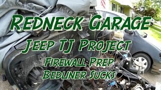 Jeep Wrangler TJ Prep and Painting Firewall Bedliner Sux 1 [upl. by Annoyi107]