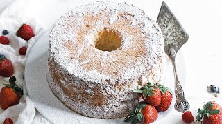 Homemade Angel Food Cake Recipe  Whipped Cream amp Fresh Berries [upl. by Vasyuta440]