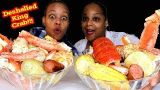 Deshelled Seafood Boil Mukbang with Bloveslife Sauce [upl. by Einnalem]