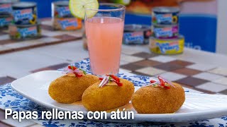 ¿Cómo preparar papas rellenas con atún en lata [upl. by Lammond]