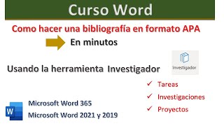 Como hacer una bibliografia en formato APA con  Herramienta investigador  En minutos [upl. by Setsero]