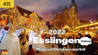 🇩🇪Esslingen2 Medieval christmas market 4k Night walkGermany walking tuor Weihnachtsmarkt [upl. by Nnanerak]