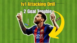 1v1 Attacking Soccer Football Drill  2 Goal Trouble ⚽️ U8  U9  U10 [upl. by Arquit]