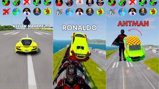 🚘CR7 vs Messi vs Mbappe Antman Characters 2 ⚽️ beamngdrive simulatorronaldo  Beam Arena [upl. by Sik]