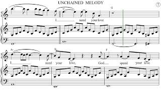 UNCHAINED MELODY Piano Sheet Music  Look Ahead Read Ahead Play amp Sing AlongLyricsChords [upl. by Llenyaj123]