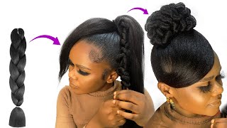 😱 10 MINUTES QUICK HAIRSTYLE USING BRAID EXTENSION [upl. by Lindon]