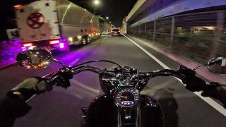 Harley Davidson Fat Boy Tokyo Night Ride Route 357 exhaust sound [upl. by Darton758]