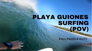 Playa Guiones Surfing POV  Full Paddle Out and Surf  NOSARA COSTA RICA [upl. by Tenn560]