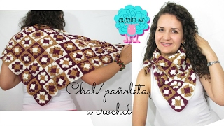 Tutorial ChalPañoleta a crochet  básico de granny square [upl. by Elocn]