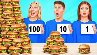 1 10 or 100 Layers of Food Challenge  Funny Challenges by Multi DO [upl. by Nikolia]