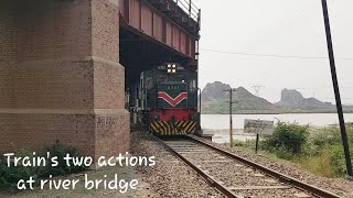 Trains two actions at river bridge Millat Expresses passed through Chenab river bridge [upl. by Dyche]