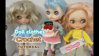 How to crochet doll outfits  Blythe doll clothes [upl. by Yrogiarc]