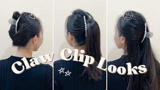 3 Different Claw Clip Hairstyles Tutorial [upl. by Mharg]