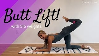 At Home Barre Class Complete Glute Workout using 3 lb Weights [upl. by Airdnna]