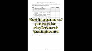 check list assessment of pressure points using Braden scaleexamtrendingcnet nursingeducation [upl. by Baskett]