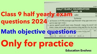 Class 9 half yearly exam questions 2024 Maths objective questions for practice [upl. by Kimmie517]