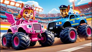 Paw Patrol Ultimate Rescue  CHASE x SKYE Monster Truck Racing  Very Funny Story  Rainbow 3 [upl. by Skardol]